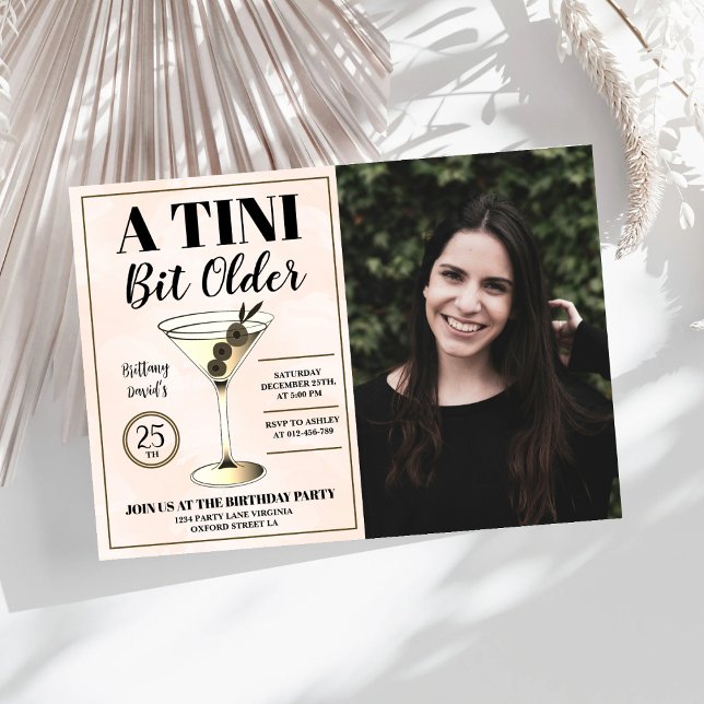 A Tini Bit Older Modern Cocktail Birthday Photo Invitation (Creator Uploaded)