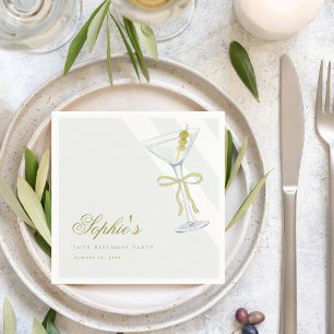 A Tini Bit Older Olive Martini Cocktail Birthday Napkin