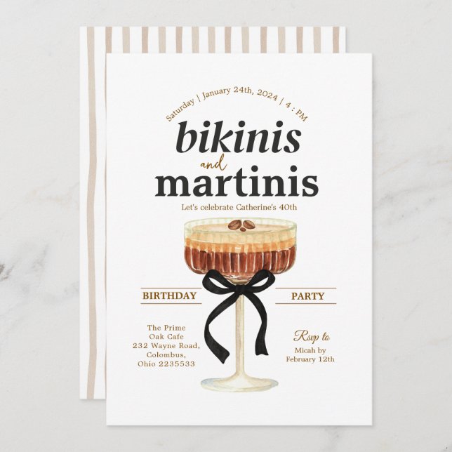 A Tini Bit Older Party Espresso Martini Theme Invitation (Front/Back)