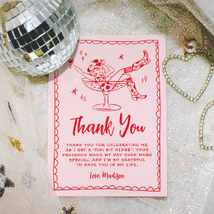 A Tini Bit Older Pink and Red Birthday Party Thank You Card
