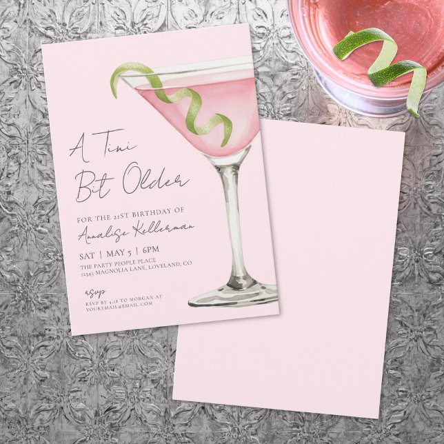 A Tini Bit Older Pink Birthday Party Invitation (A Tini Bit Older Adult Birthday Party Invitation )