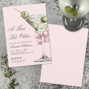 A Tini Bit Older Pink Bow Martini Birthday Party Invitation
