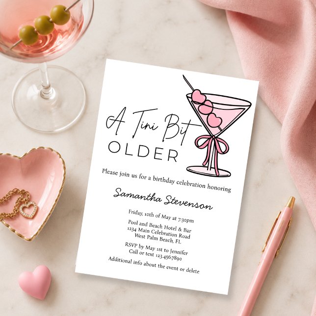 A Tini Bit Older Pink Hearts Olives Birthday Party Invitation (Creator Uploaded)