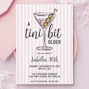 A Tini Bit Older Pink Martini Birthday Invitation