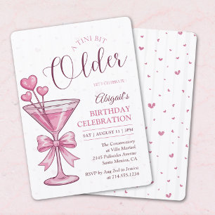 A Tini Bit Older Pink Martini Cocktail Birthday Invitation