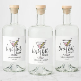 A Tini Bit Older Pink Martini Cocktail Birthday Liquor Bottle Label