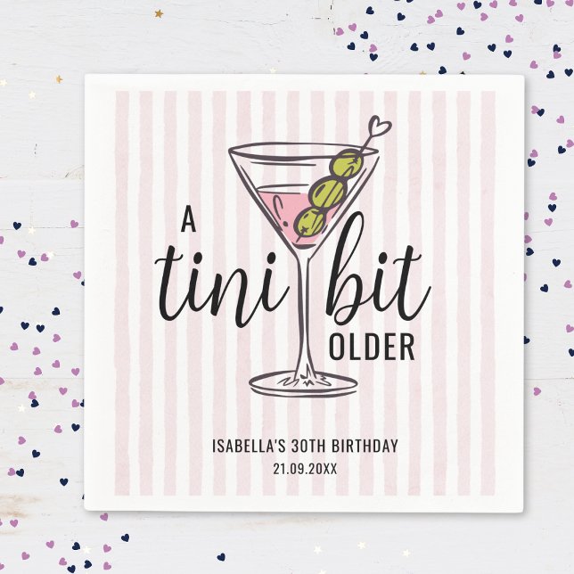 A Tini Bit Older Pink Martini Themed Birthday Napkin (Creator Uploaded)