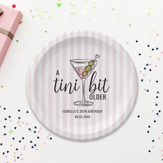 A Tini Bit Older Pink Martini Themed Birthday Paper Plate (Creator Uploaded)