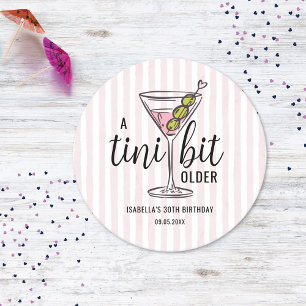 A Tini Bit Older Pink Martini Themed Birthday Round Paper Coaster