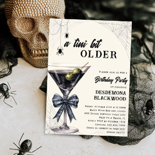 A Tini Bit Older Spider Bow Halloween Birthday Invitation