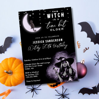 A Tini Bit Older Witch Moon Martini Birthday Party Invitation