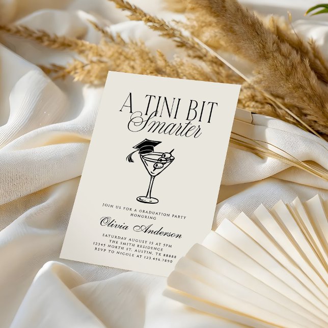 A Tini Bit Smarter Black White Graduation Invitation (Creator Uploaded)
