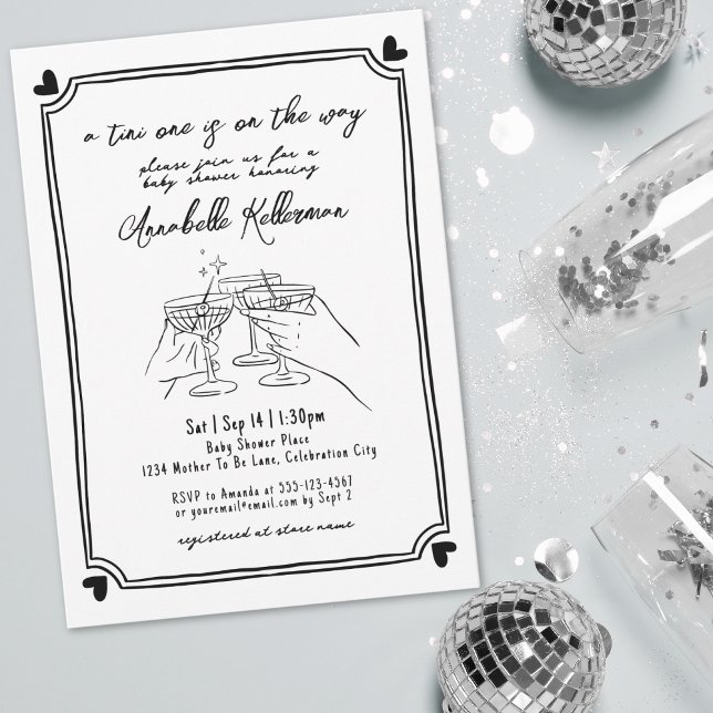 A Tini Little One Baby Shower Invitation (Tini One Hand Drawn Baby Shower Invitation )