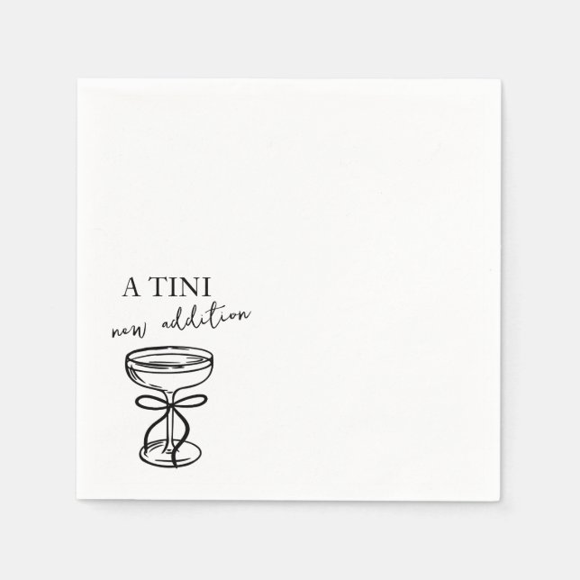 A Tini New Addition Martini Hand Drawn Cocktail Napkin (Front)
