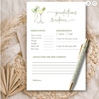 A Tini One Baby Shower Predictions & Advice Game