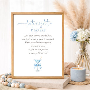 A TIni One Blue Boy Baby Shower Late Night Diapers Poster