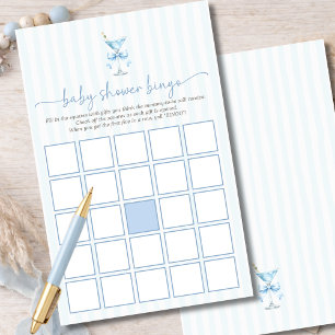 A Tini One Blue Stripes Baby Shower Bingo Game
