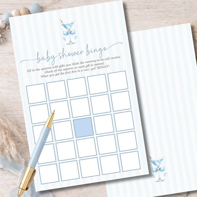 A Tini One Blue Stripes Baby Shower Bingo Game (Creator Uploaded)
