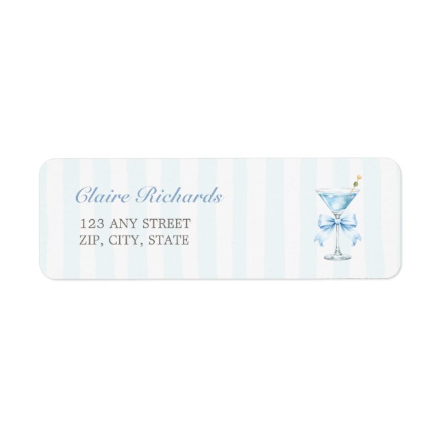 A Tini One Blue Stripes Baby Shower Return Address (Front)