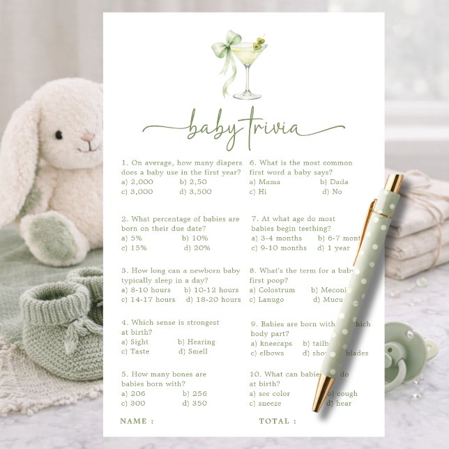 A Tini One Coquette Green Bow Baby Trivia Game (Creator Uploaded)