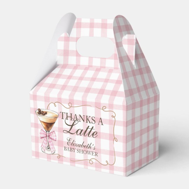 A Tini One Espresso Martini Pink Bow Baby Shower Favour Box (Front Side)