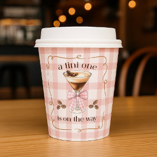 A Tini One Espresso Martini Pink Bow Baby Shower Paper Cups