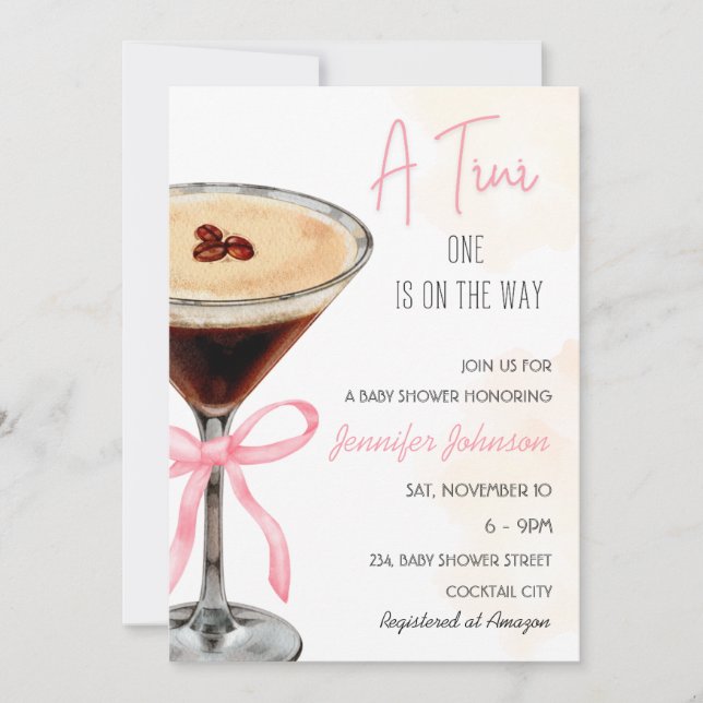 A Tini One Expresso Martini Baby Shower Invitation (Front)
