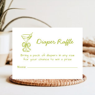 A Tini One Funky Green Dirty Martini Diaper Raffle Enclosure Card
