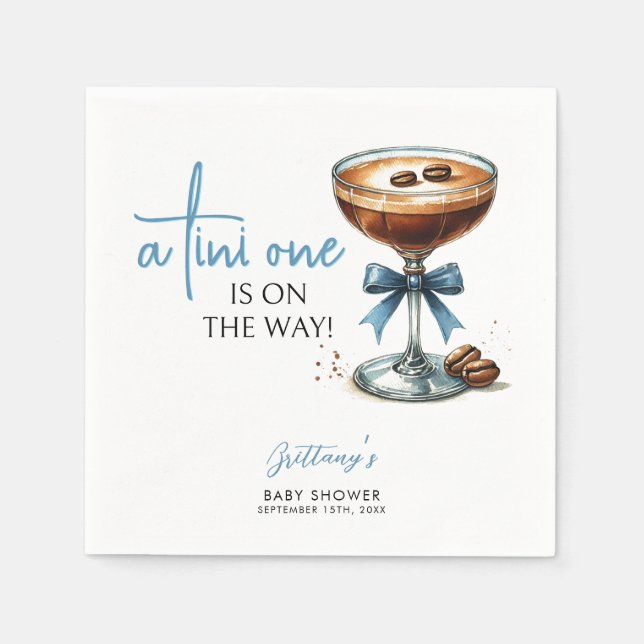 A Tini One Is On The Way Baby Shower Paper Napkin (Front)