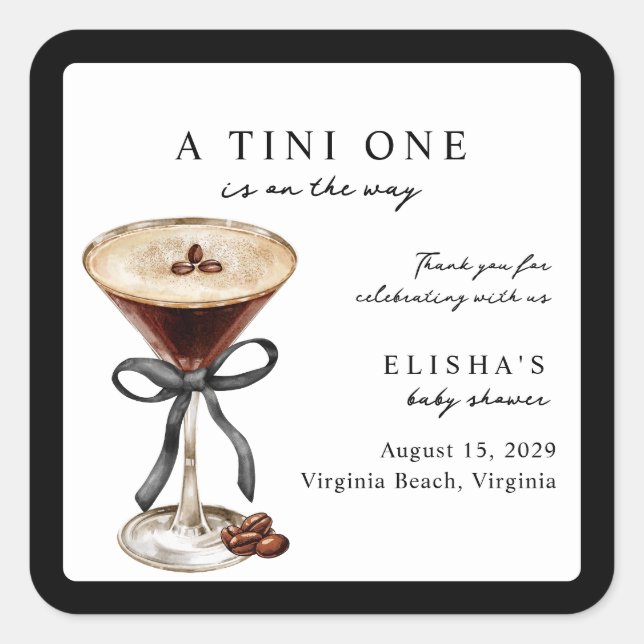 A Tini One Is on the Way Baby Shower  Square Sticker (Front)