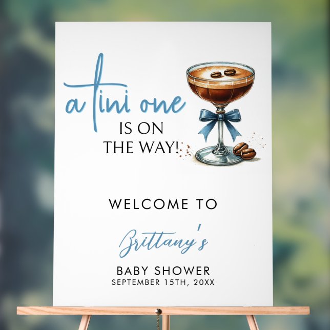 A Tini One Is On The Way Baby Shower Welcome Acrylic Sign (Neutral)