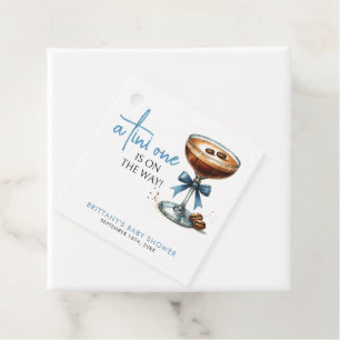 A Tini One Is On The Way Blue Baby Shower Favour Tags