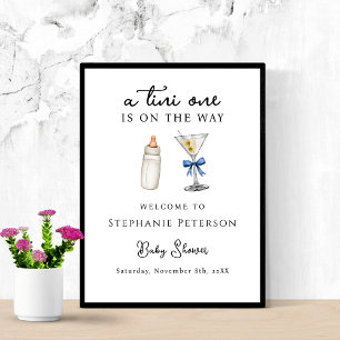 A Tini One Is On The Way Blue Martini Baby Shower  Poster