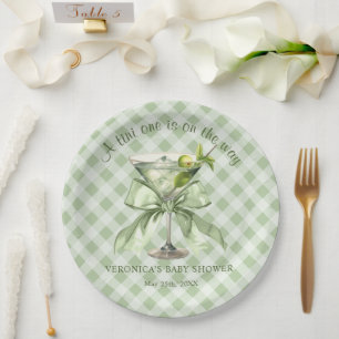 A Tini One is on the way Coquette Baby Shower Paper Plate