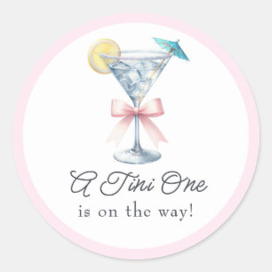 A Tini One Is on the Way Martini Baby Shower Classic Round Sticker