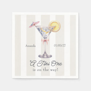 A Tini One Is on the Way Martini Baby Shower Napkin