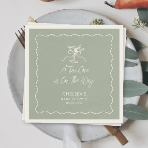 A Tini One Is On The Way Martini Baby Shower Napkin