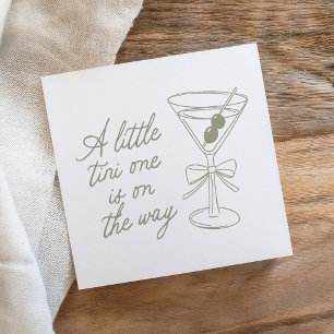 A Tini One Is On The Way Martini Baby Shower Napkin