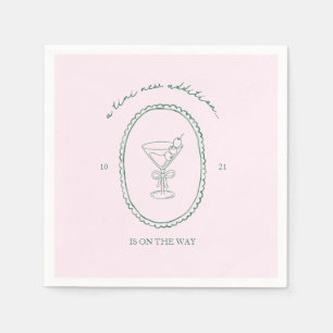 A Tini One Is On the Way Martini Baby Shower Napkin