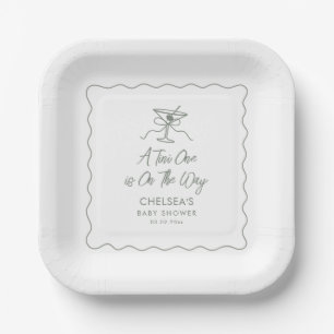 A Tini One Is On The Way Martini Baby Shower Paper Plate