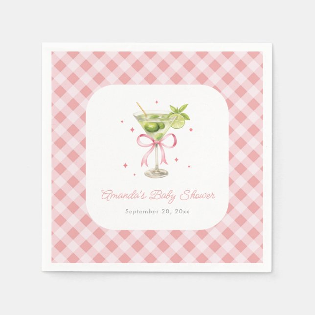 A Tini One is on the way Martini Girl Baby Shower Napkin (Front)