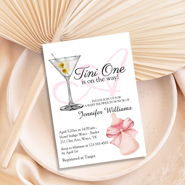 a tini one is on the way, martini pink baby shower invitation (Creator Uploaded)