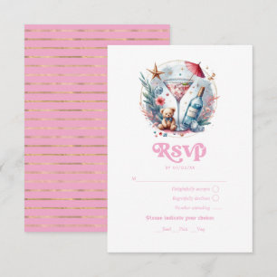 A Tini One Is On The Way Pink & Gold Baby Shower RSVP Card