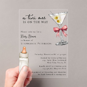 A Tini One Is On The Way Pink Martini Baby Shower Acrylic Invitations