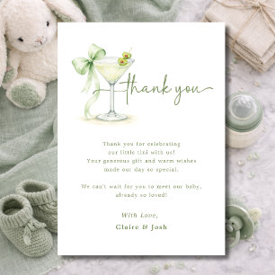 A Tini One Martini Baby Shower Elegant  Thank You Card