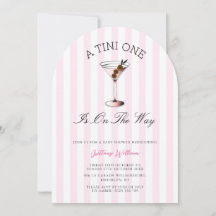 A Tini One Martini Pink Girl Baby Shower  Invitation
