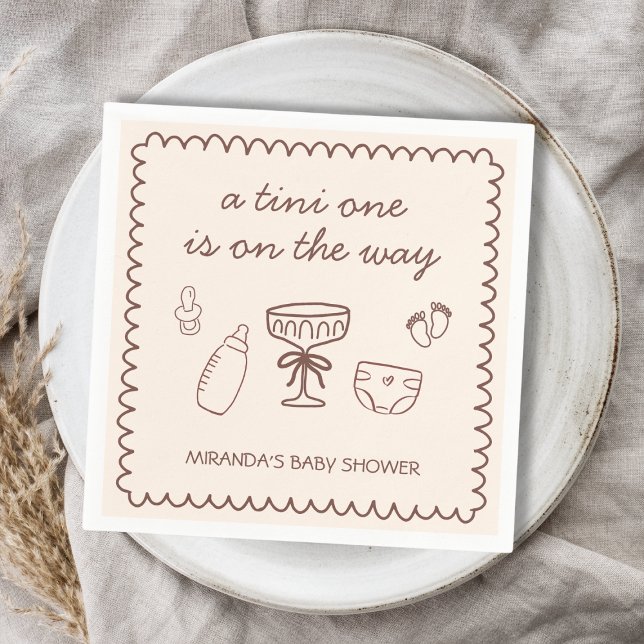 A Tini One On The Way Espresso Martini Baby Shower Napkin (A Tini One On The Way Espresso Martini Baby Shower Napkins)