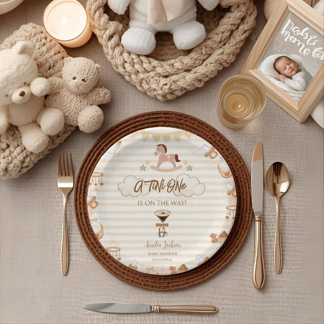 A Tini One On The Way Espresso Martini Baby Shower Paper Plate (Creator Uploaded)