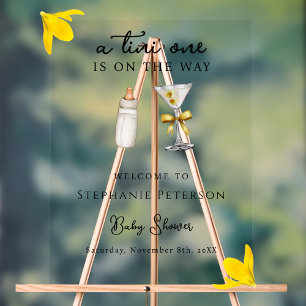 A Tini One On The Way Yellow Martini Baby Shower  Acrylic Sign