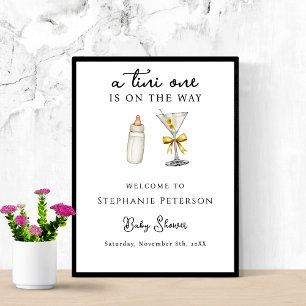 A Tini One On The Way Yellow Martini Baby Shower  Poster